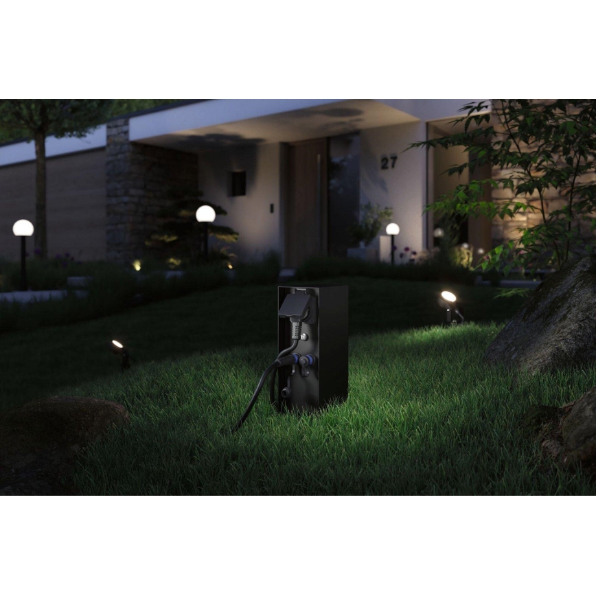 Paulmann 94701 -Вулична розеткова колона з датчиком освітленості RIO 2Z SCHUKO 230V IP44