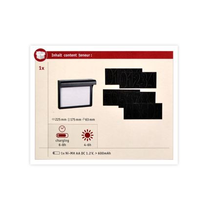 Paulmann 95388 - LED/0,05W IP44 Номер будинку на сонячній батареї з датчиком DAYTON 4,8V