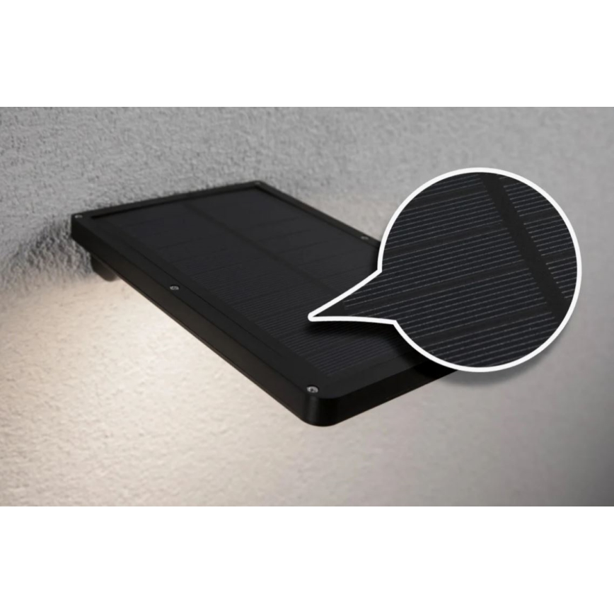 Paulmann 95393 - LED/4W IP44 Настенный светильник на солнечной батарее с регулированием яркости и датчиком SOLVEIG 3,7V 2000 mAh