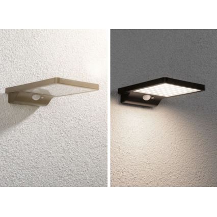 Paulmann 95393 - LED/4W IP44 Настінний світильник на сонячній батареї з регулюванням яскравості та датчиком SOLVEIG 3,7V