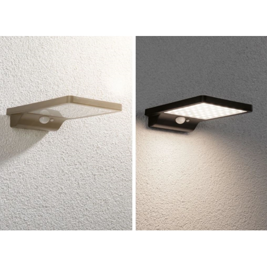 Paulmann 95393 - LED/4W IP44 Настінний світильник на сонячній батареї з регулюванням яскравості та датчиком SOLVEIG 3,7V
