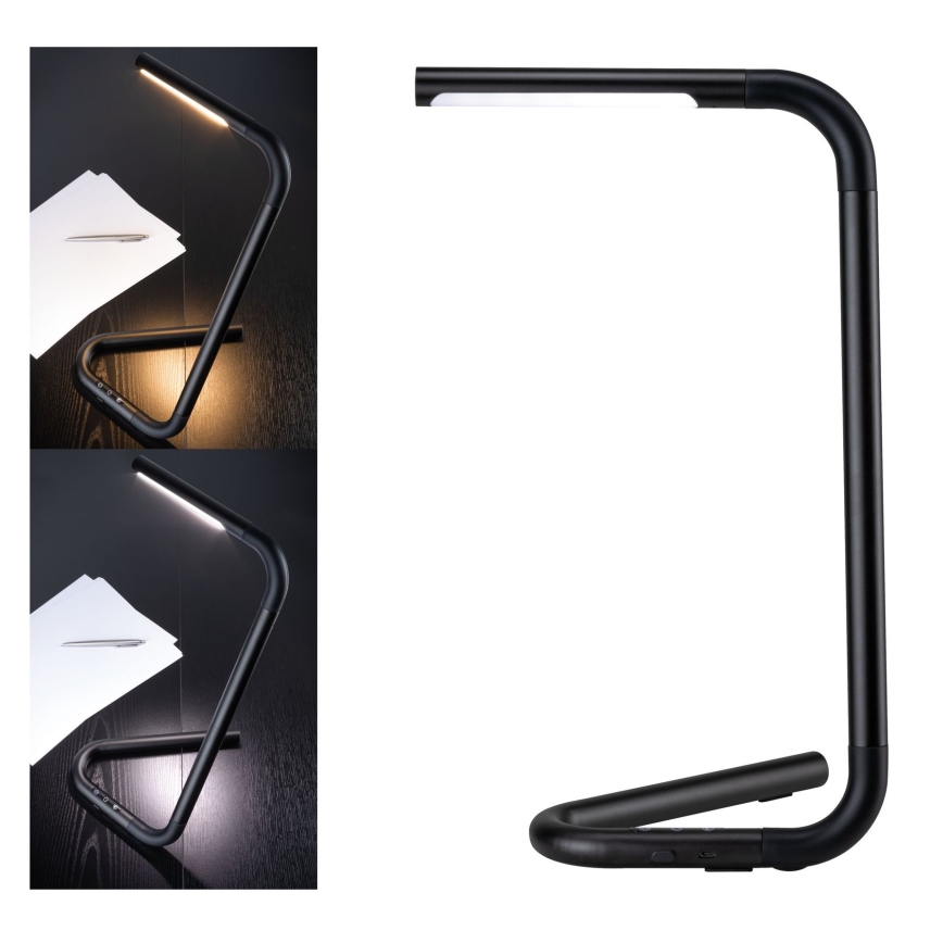 Paulmann 95424 - Світлодіодна настільна лампа з димером, 4,5 Вт, сенсорне керування FLEXLINK 5В/USB 4400 мАг, чорна