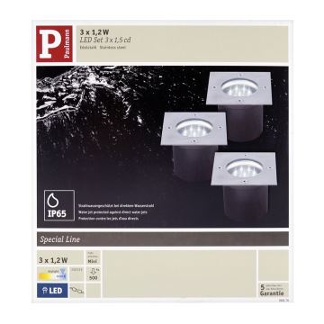Paulmann 98876 - Набор 3x светильника для подсветки дорожек SPECIAL LINE 230V/12V LED/1,2W IP65
