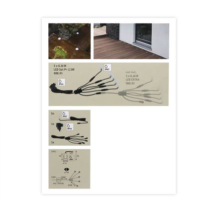 Paulmann 98891 - НАБІР 5X LED/0,16W IP67 Вуличні врізні світильники MICRO 230V