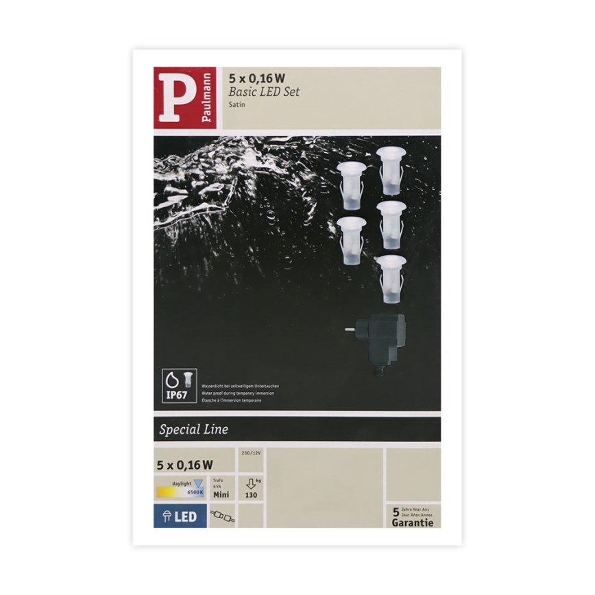 Paulmann 98891 - НАБІР 5X LED/0,16W IP67 Вуличні врізні світильники MICRO 230V