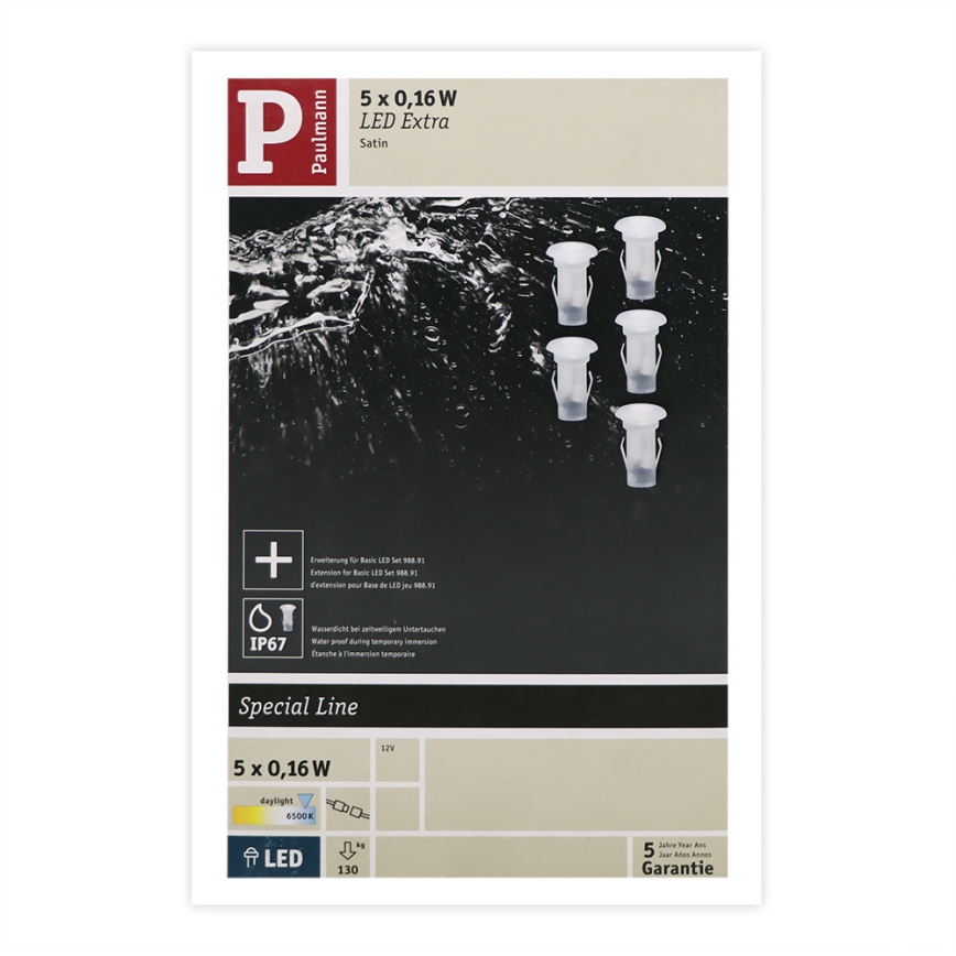 Paulmann 98892 - Додатковий НАБІР 5X LED/0,16W IP67 Вуличні врізні світильники MICRO 12V