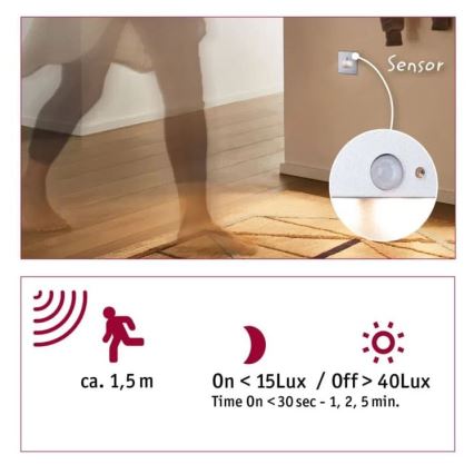 Paulmann  93134 - LED/1,2W Лестничный светильник с датчиком EDGE 230V матовый хром