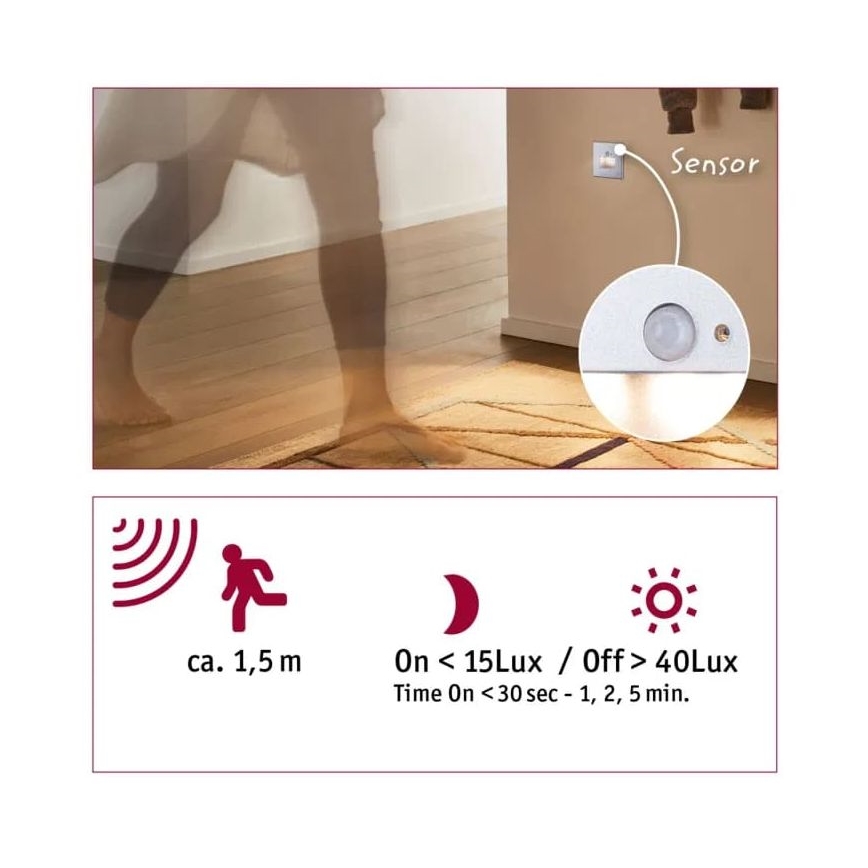 Paulmann  93134 - LED/1,2W Лестничный светильник с датчиком EDGE 230V матовый хром