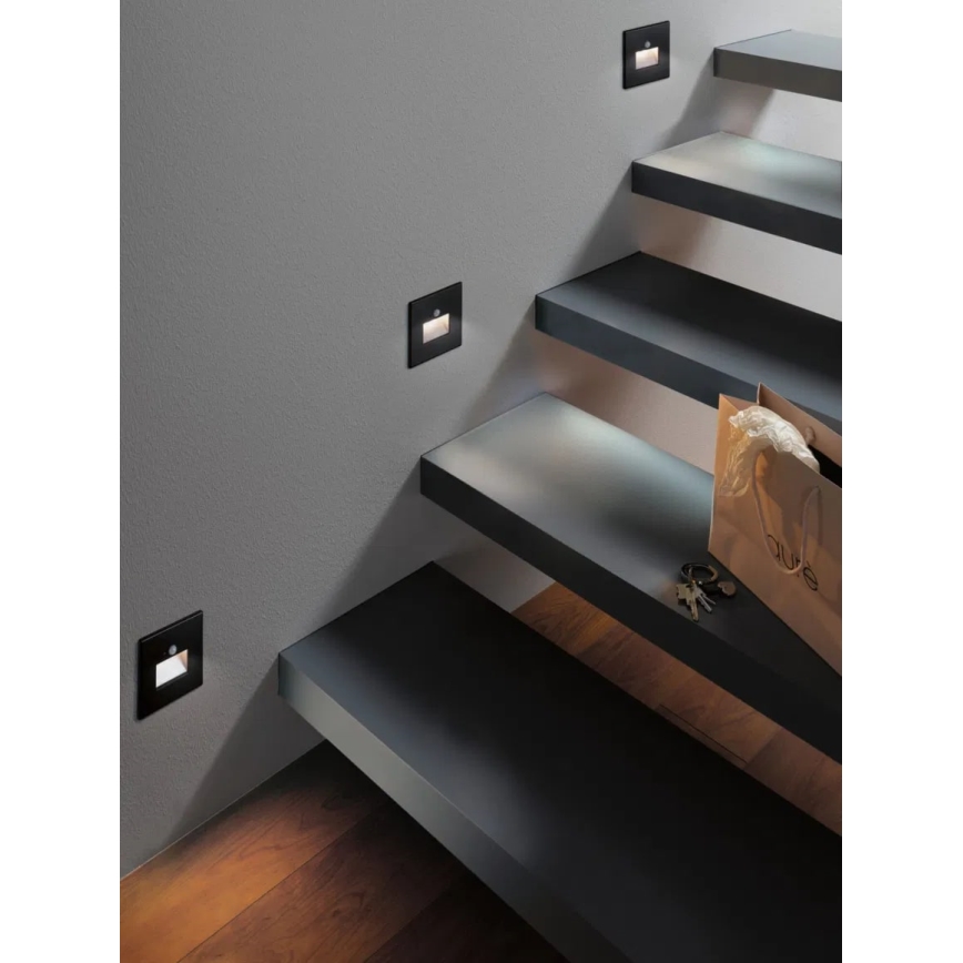 Paulmann  93135 - LED/1,2W Сходовий світильник з датчиком EDGE 230V чорний
