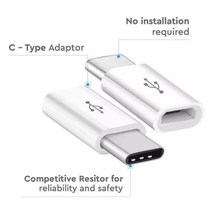 Переходник Micro USB - Type C белый