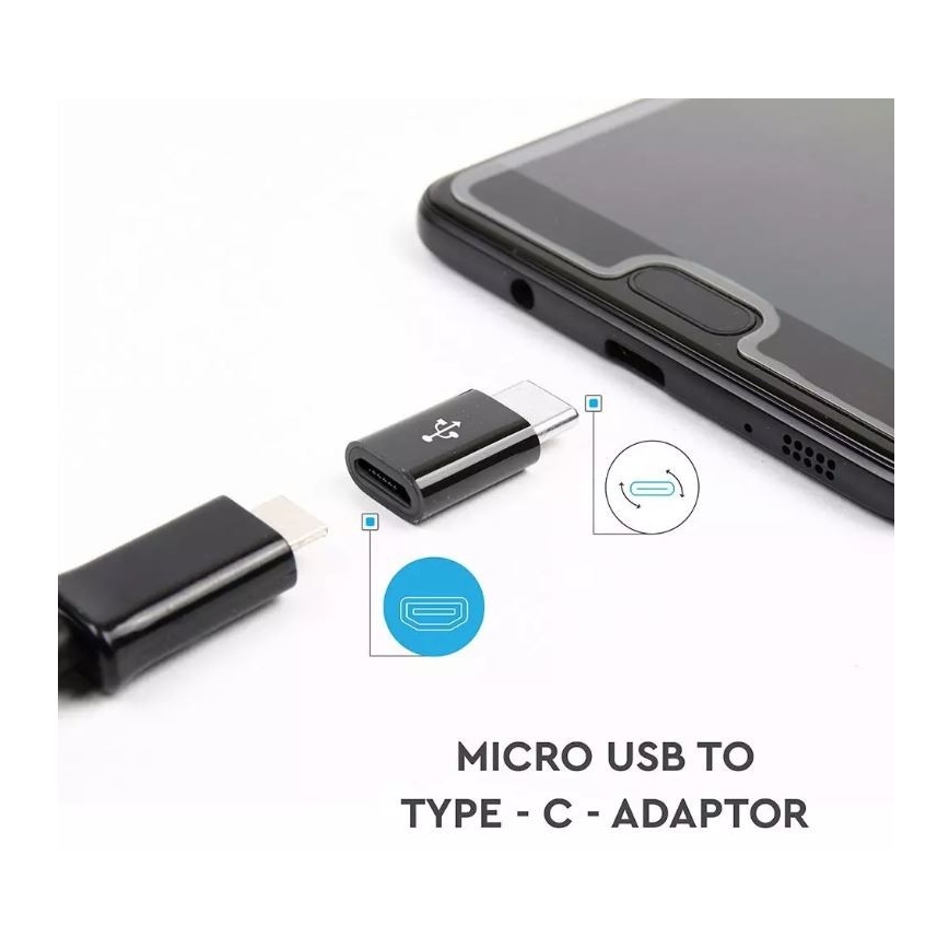 Переходник Micro USB - Type C черный