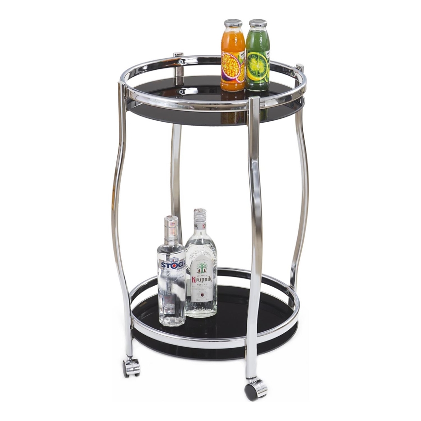 Передвижной барный стол BAR 71x42 см блестящий хром/черный