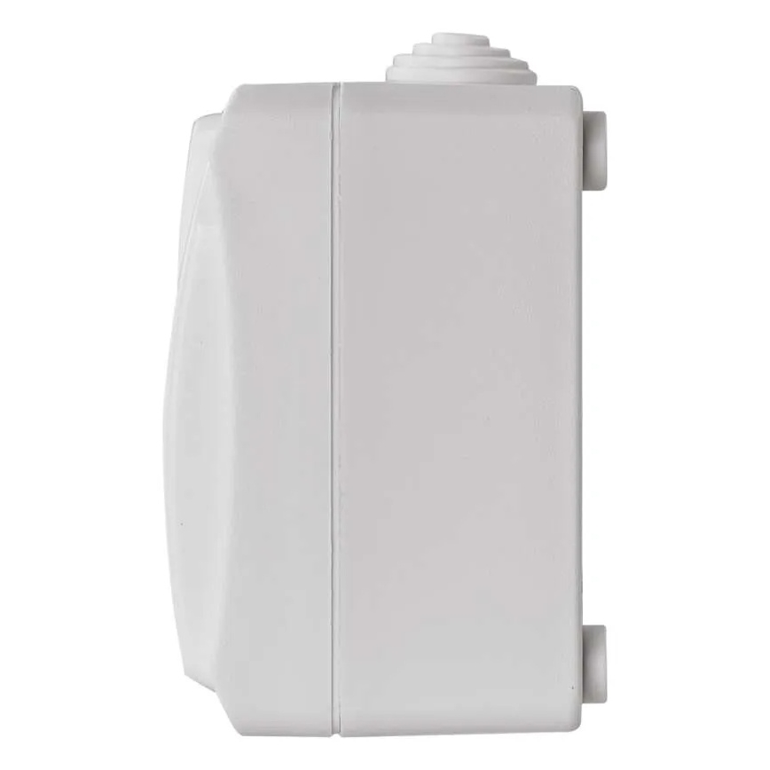 Перемикач будинковий змінного струму № 6 з розеткою 250В/16А IP44 білий