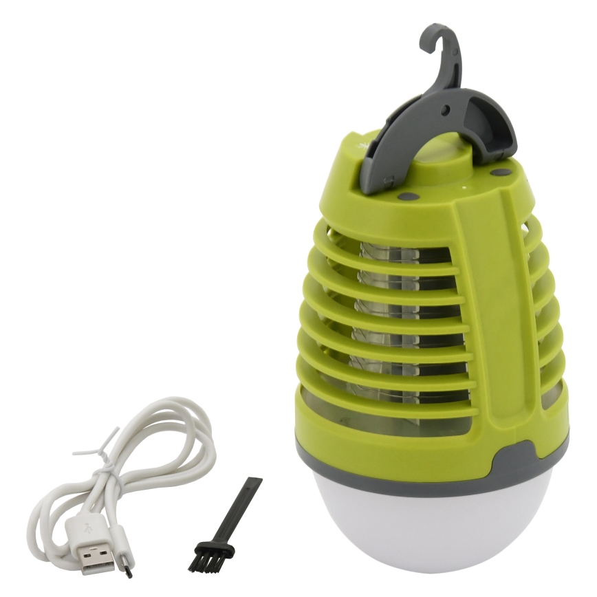 Переносна акумуляторна LED лампа зі знищувачем комах LED/2W/3,7V 1800 mAh IPX4 зелений