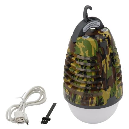 Переносна акумуляторна LED лампа зі знищувачем комах LED/2W/3,7V 1800 mAh IPX4 камуфляж