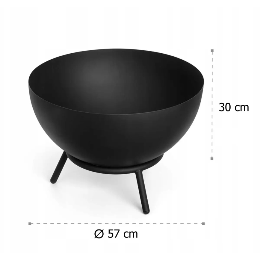 Переносне вогнище для дров 57x30 см, чорне