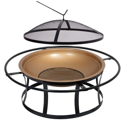 Переносний гриль на дрова з решіткою чорний/мідний