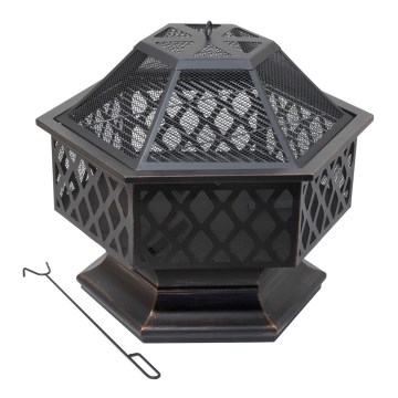 Переносний гриль на дрова з решіткою чорний/патина