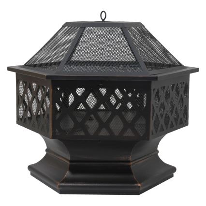 Переносний гриль на дрова з решіткою чорний/патина