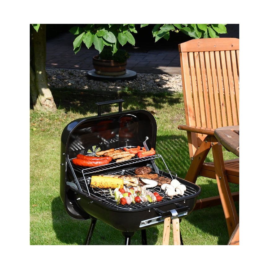 Переносний гриль на вугіллі чорний