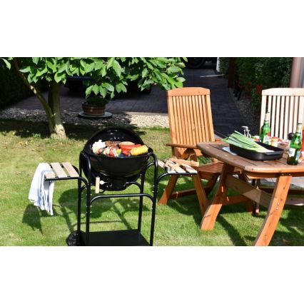 Переносний гриль на вугілля чорний/дерево