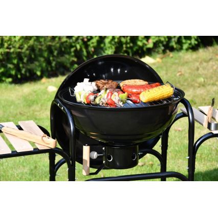 Переносний гриль на вугілля чорний/дерево