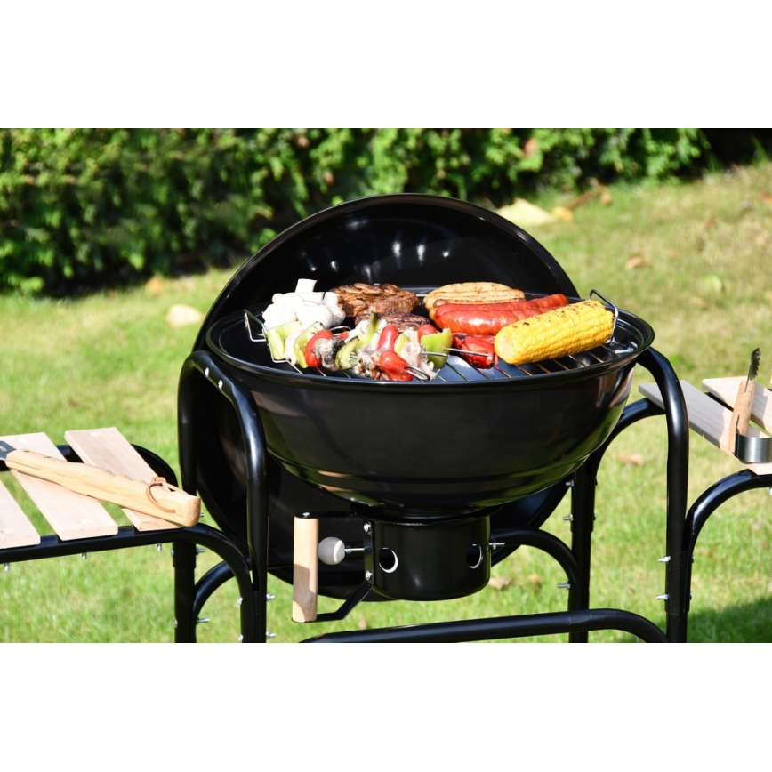 Переносний гриль на вугілля чорний/дерево