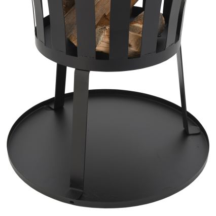 Переносной гриль на дровах с решеткой черный