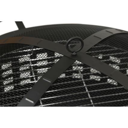 Переносной гриль на дровах с решеткой черный