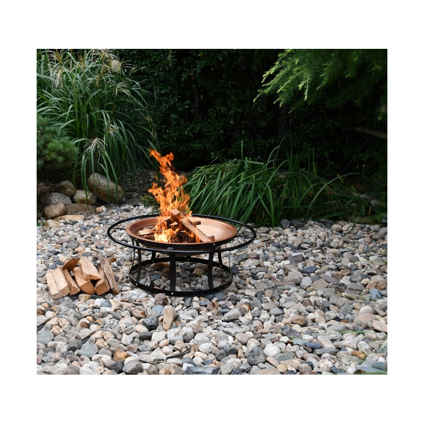 Переносной гриль на дровах с решеткой черный/медный