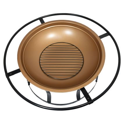 Переносной гриль на дровах с решеткой черный/медный