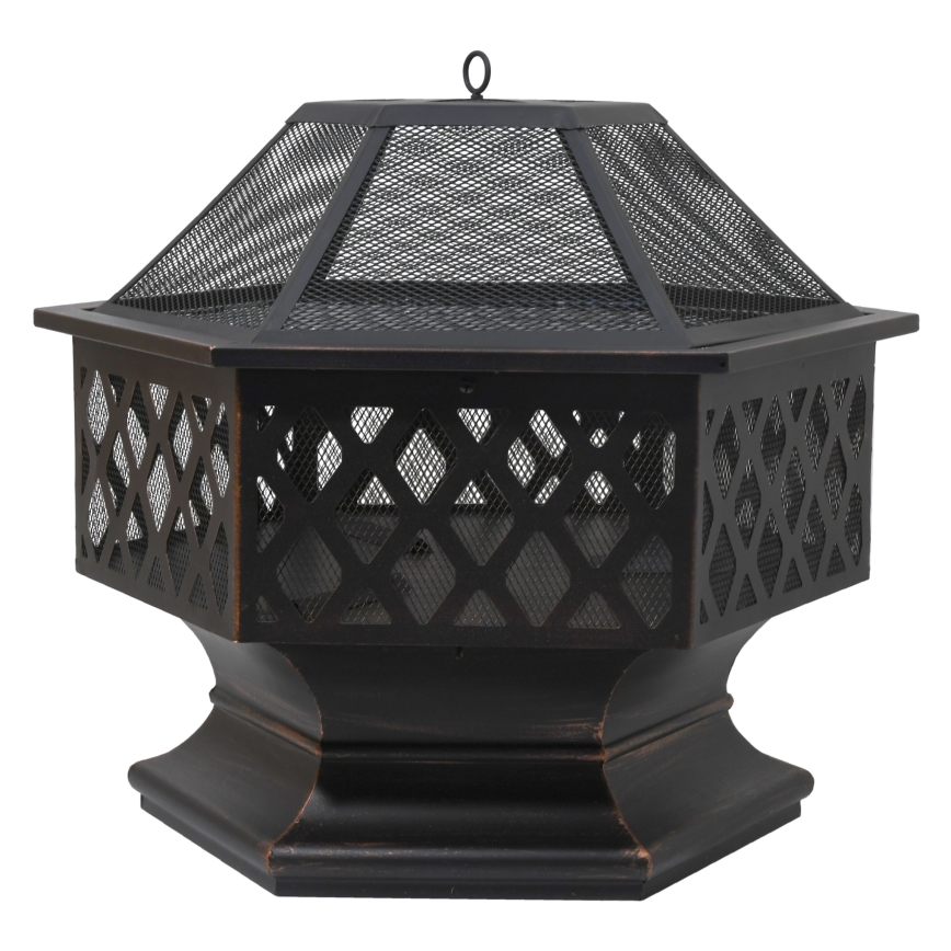 Переносной гриль на дровах с решеткой черный/патина