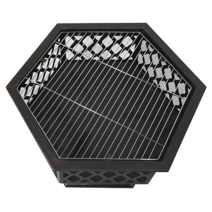 Переносной гриль на дровах с решеткой черный/патина