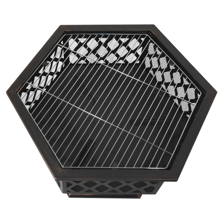 Переносной гриль на дровах с решеткой черный/патина