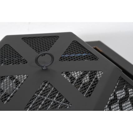 Переносной гриль на дровах с решеткой черный/патина