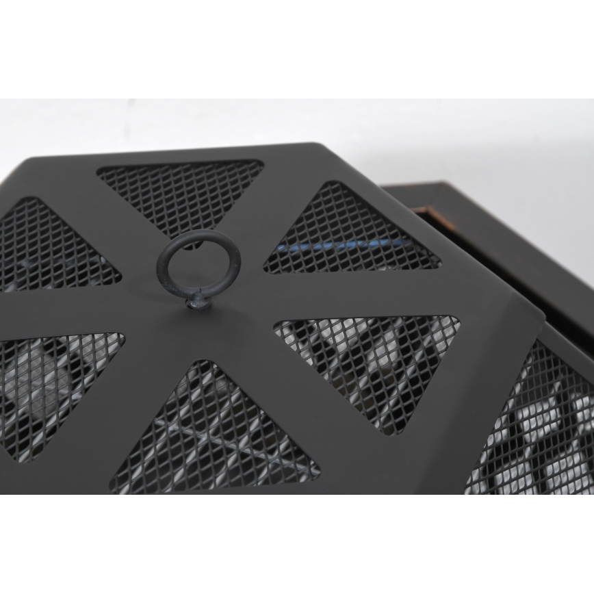 Переносной гриль на дровах с решеткой черный/патина