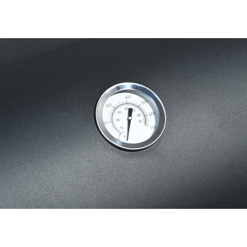 Переносной гриль на углях с коптильней черный/дерево