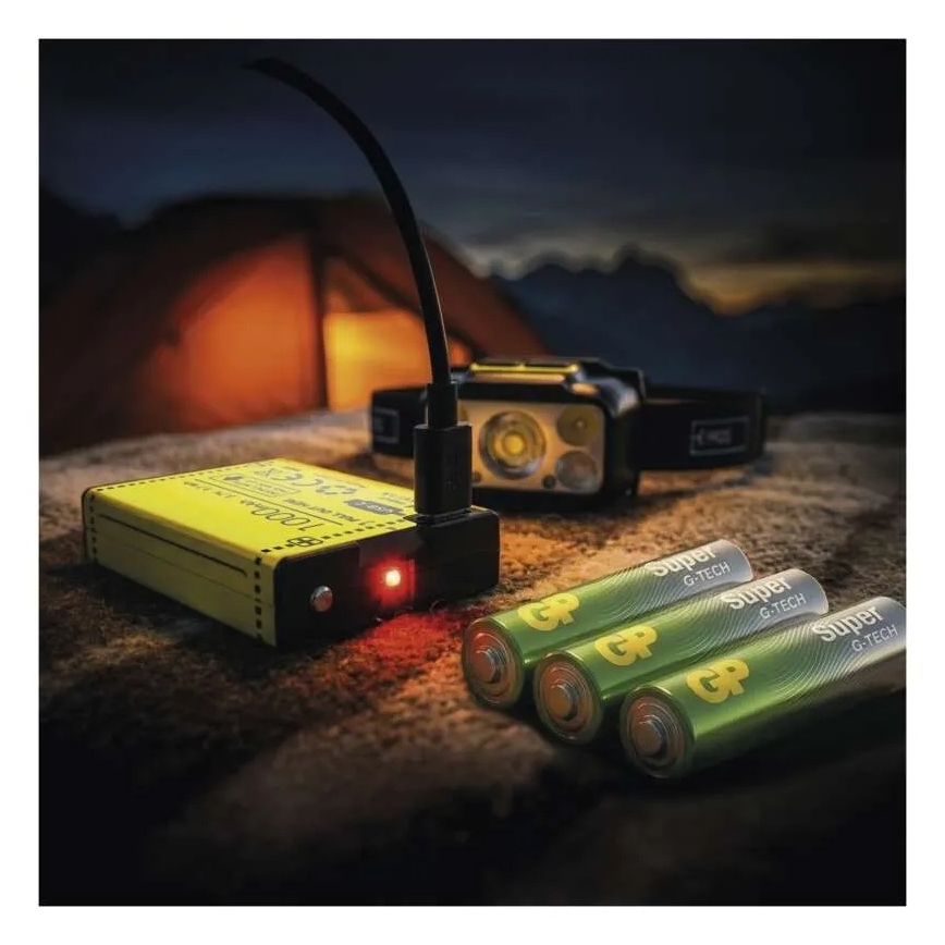 Перезаряжаемый налобный фонарь с регулировкой яркости LED/3xAAA/1000 mAh 3,7V