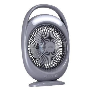 Перезаряжаемый настольный вентилятор с LED-подсветкой LED/2,8W/5V USB 2400 mAh серый