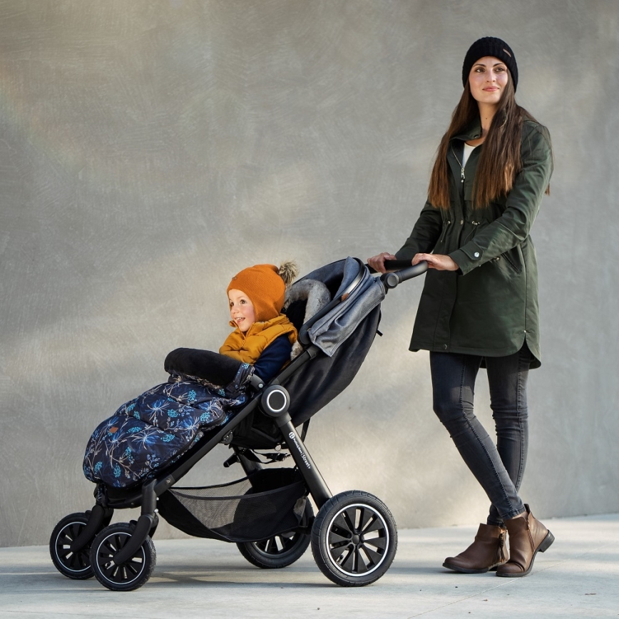 PETITE&MARS - НАБОР Детский конверт 4в1 COMFY Stylish Beauty + муфты для коляски FURRY Forever Black