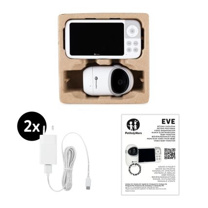 PETITE&MARS - Дитяча відеоняня з монітором EVE 5.0 3,8V 3050 mAh