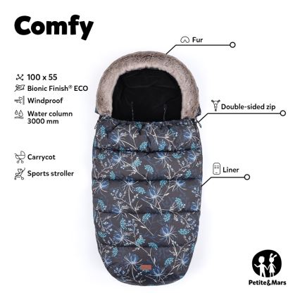 PETITE&MARS - Дитяча зимова ковдра-конверт COMFY Fancy Dream синій/білий