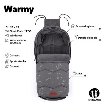 PETITE&MARS - Дитяча зимова ковдра-конверт 4в1 WARMY чорний