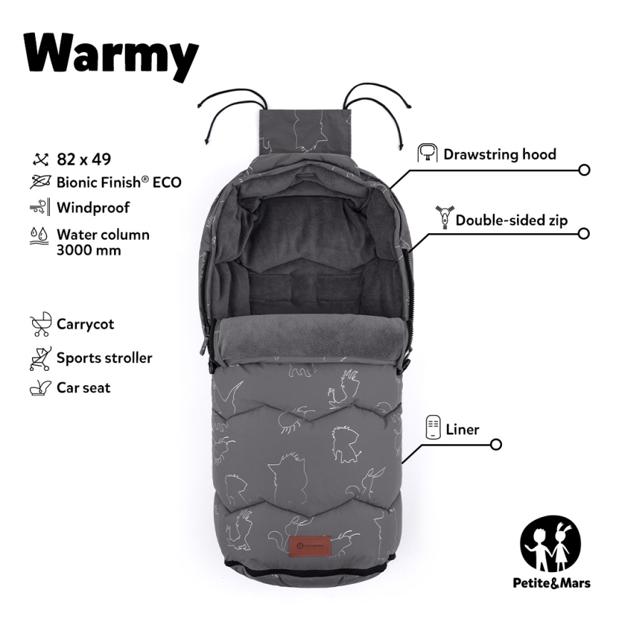 PETITE&MARS - Дитяча зимова ковдра-конверт 4в1 WARMY чорний