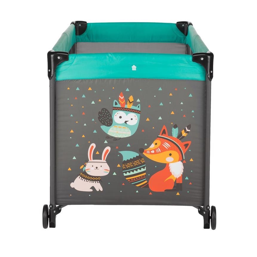 PETITE&MARS - Дитяче ліжечко-манеж KOOT-FOX бірюзовий