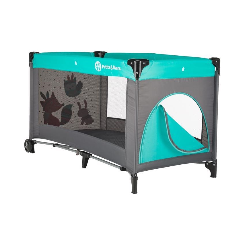 PETITE&MARS - Дитяче ліжечко-манеж KOOT-FOX бірюзовий
