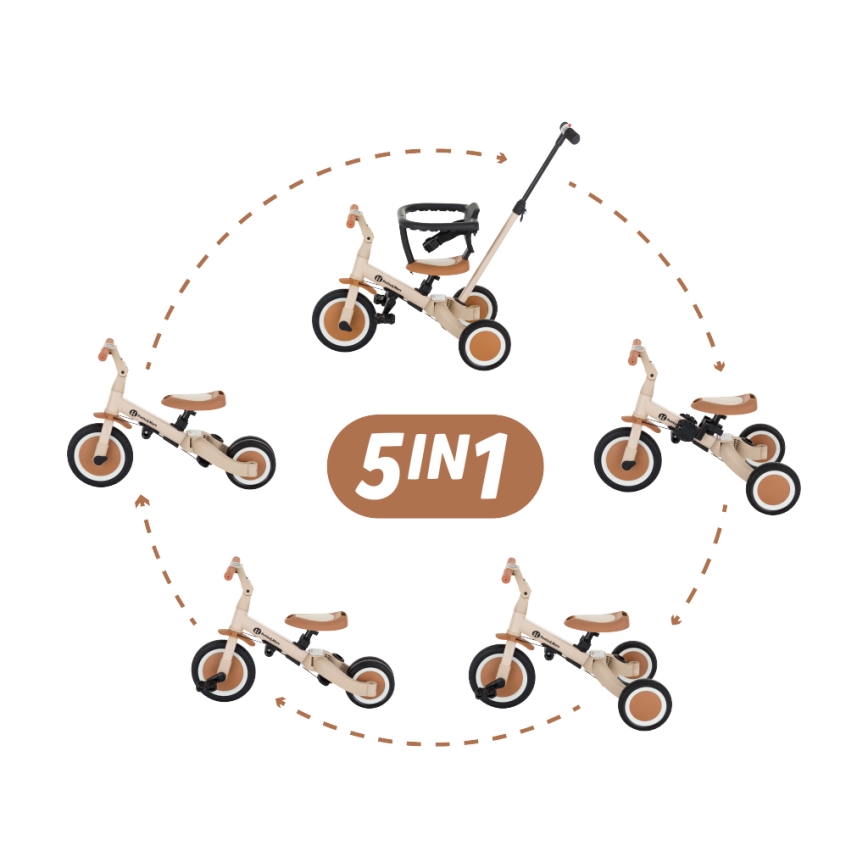 PETITE&MARS - Дитячий триколісний велосипед 5в1 TURBO Desert Sand