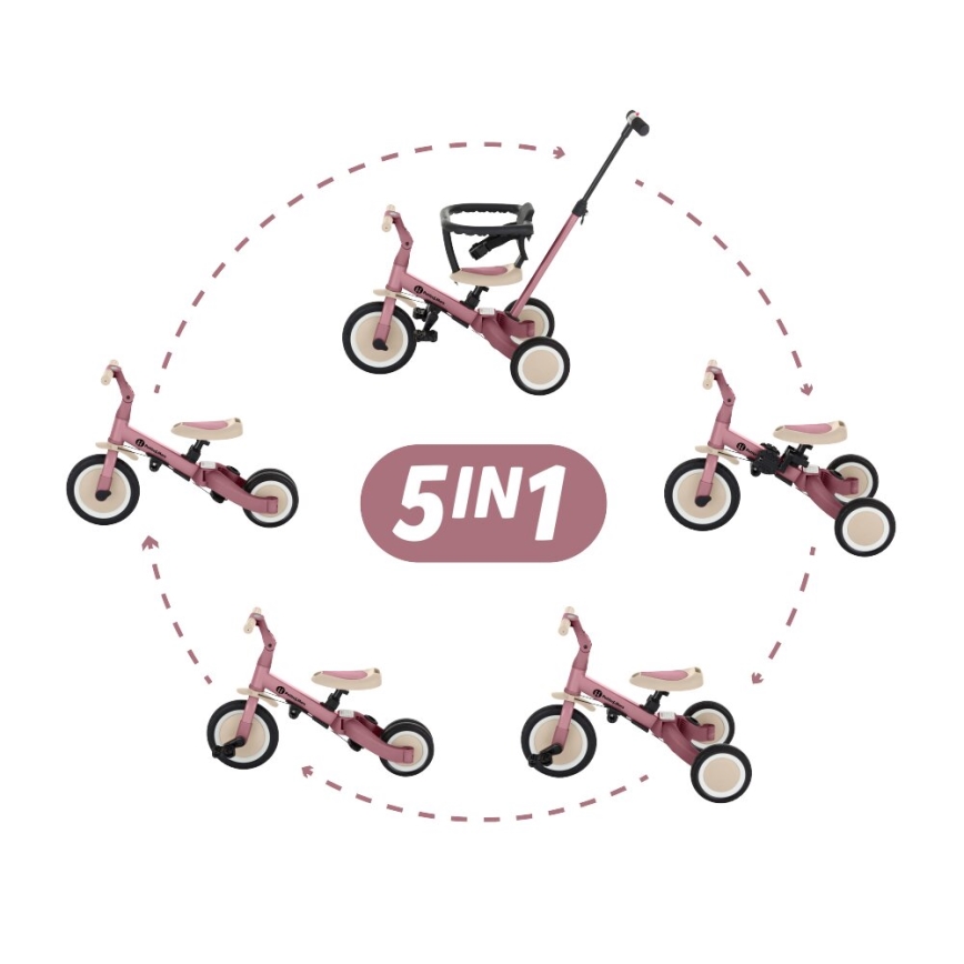 PETITE&MARS - Дитячий триколісний велосипед 5в1 TURBO Dusty Rose