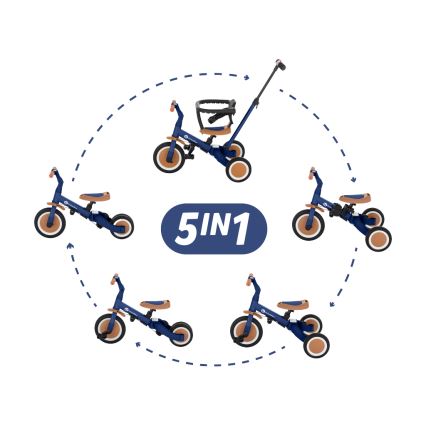 PETITE&MARS - Дитячий триколісний велосипед 5в1 TURBO Enigmatic Blue