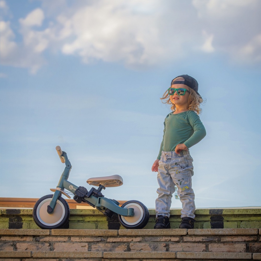 PETITE&MARS - Дитячий триколісний велосипед 5в1 TURBO Misty Green